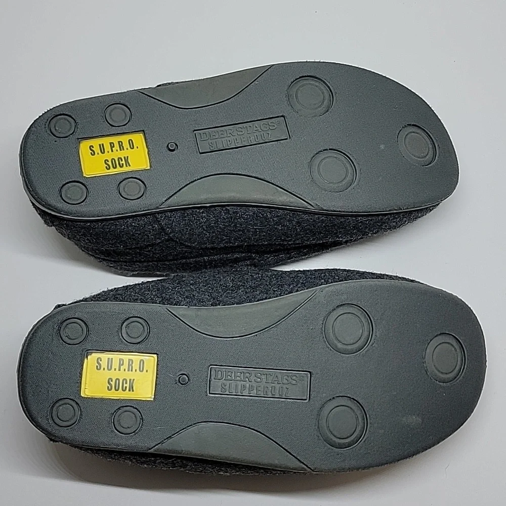 Deer Stags Slipperooz Slip On Gray Fabric Faux Fleece Slippers Bous 4M